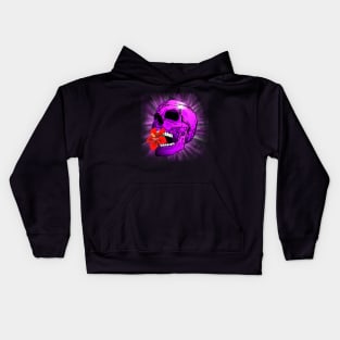 Purple Sugar Skull with Hibiscus Flower Kids Hoodie